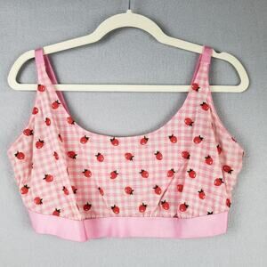 Parade Size XL/XXL‎ Strawberry Print Bralette Pink Gingham Plaid Cutesy Coquette